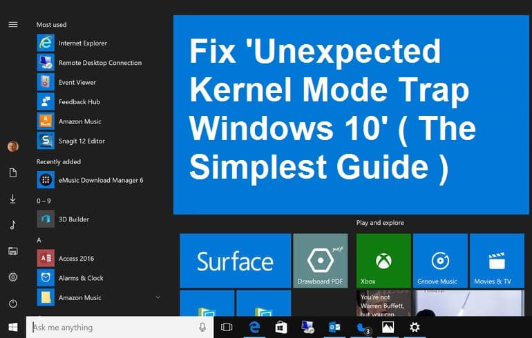 unexpected kernel mode trap windows 10 | Windows 10 | Kernel Mode | Windows 10 Error