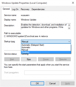 how to disable windows 10 update