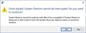 Windows 10 restore point
